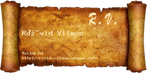 Rövid Vilmos névjegykártya